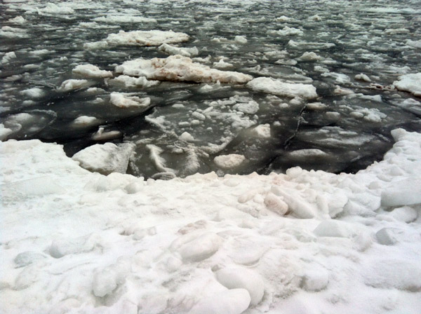 Photograph of frozen sea, Cavendish Beach, Prince Edward Island.